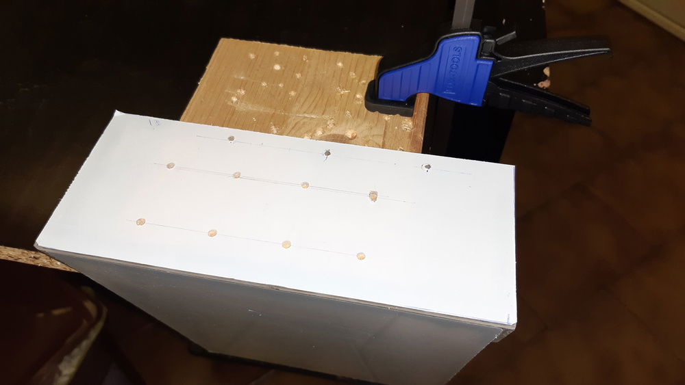 Making holes for the wires from PSU