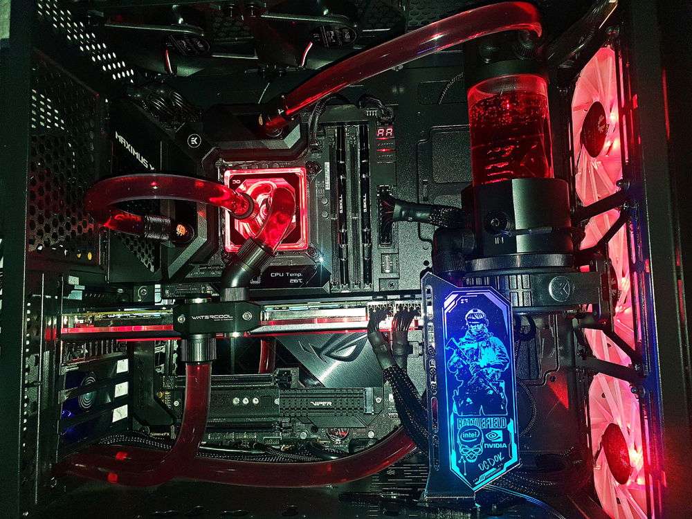 Gehäuse: Ponos TG Midi-Tower, Tempered Glass (3 Front RGB Lüfter, 3 oben, hinten 2 und einer vor der SSD)