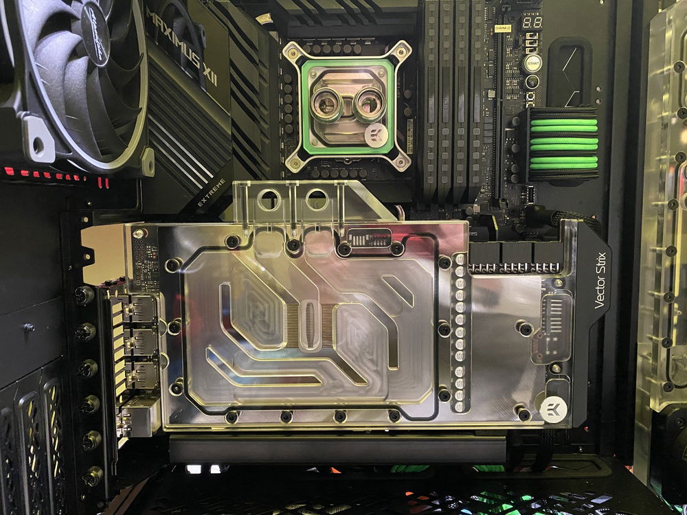 EKWB GPU Vertical Holder keeps GPU quite high, IMO too high, would rather prefer lower placement on the power unit. Why? Because it would be better to hide some cables on the base of MOBO