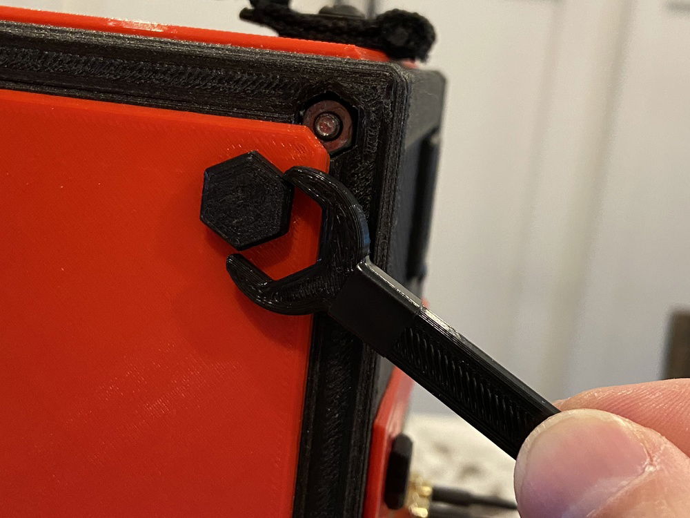 Panel screws are also 3D printed, as is the wrench