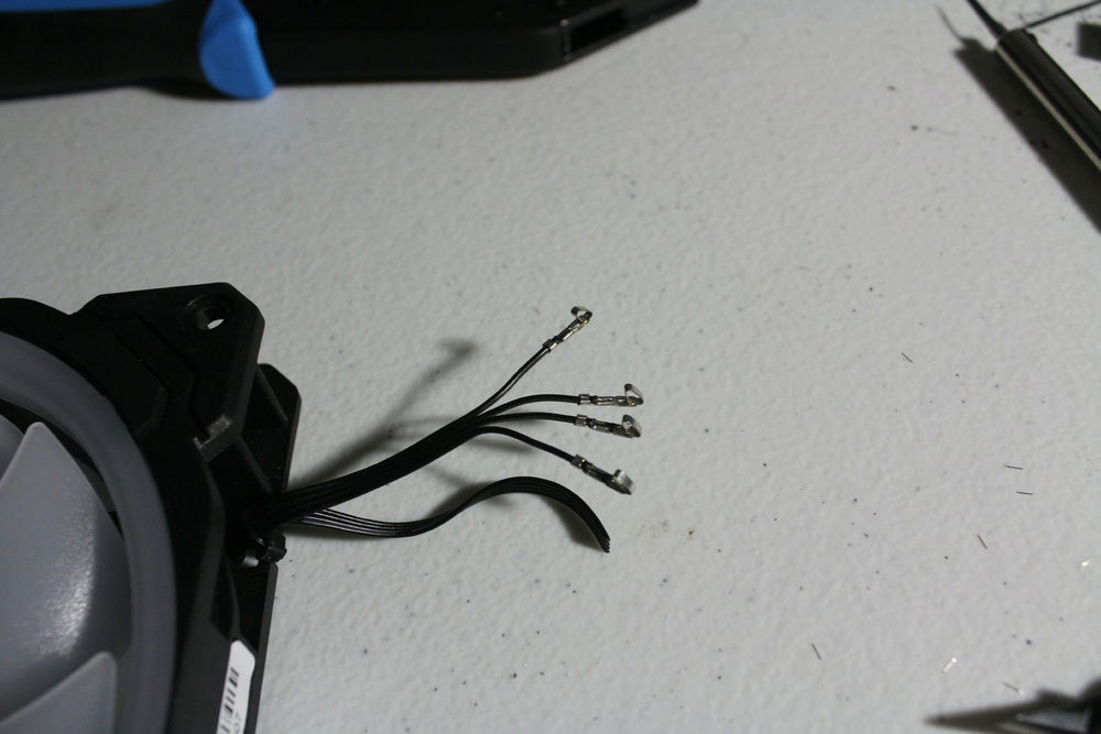 Cables have been crimped and ready to be inserted back the their corresponding connector ends.
