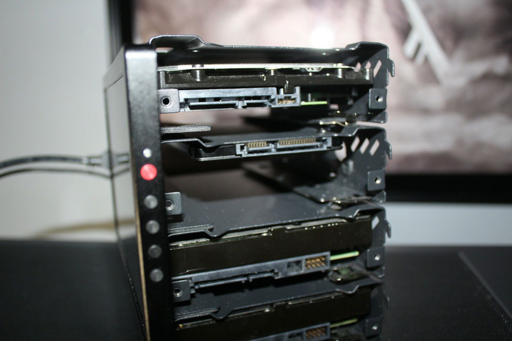 Monitor mounted onto the cages.