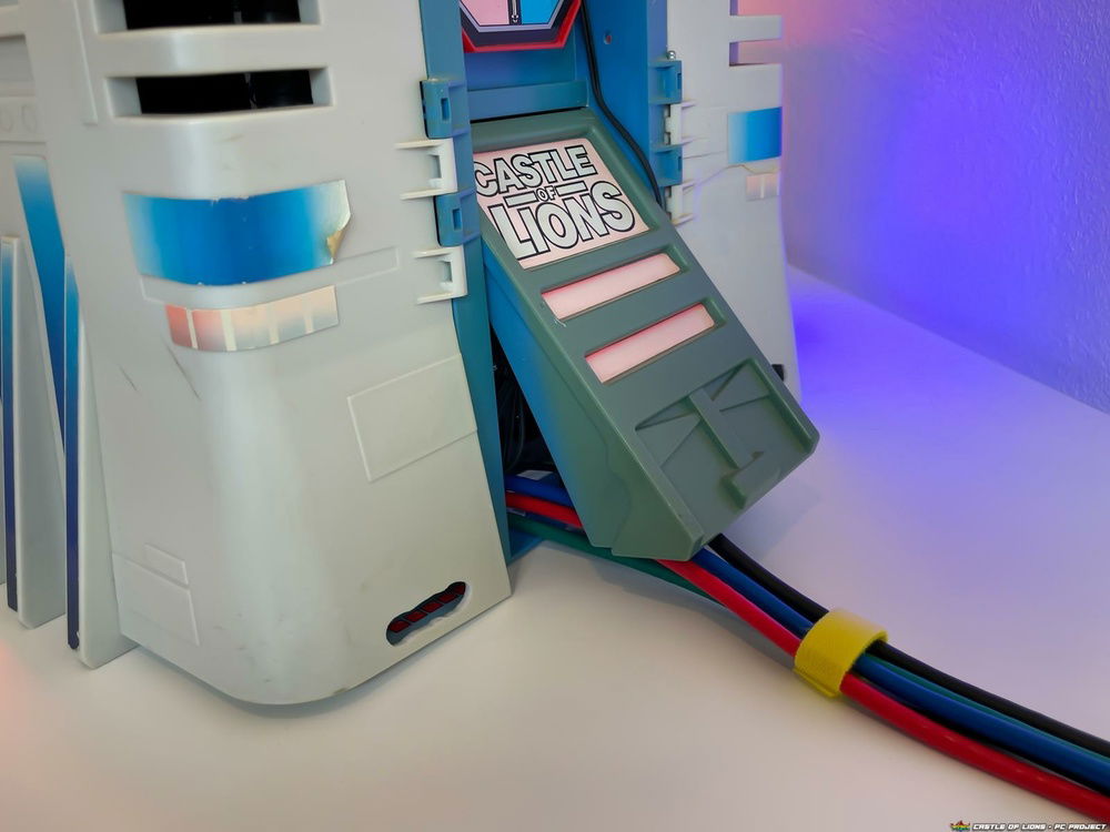 Rear of castle with cables exiting through the door