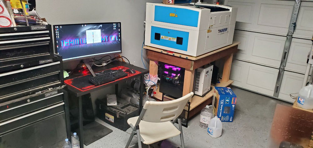 Wasnt joking...its mu work station in garage for Laser