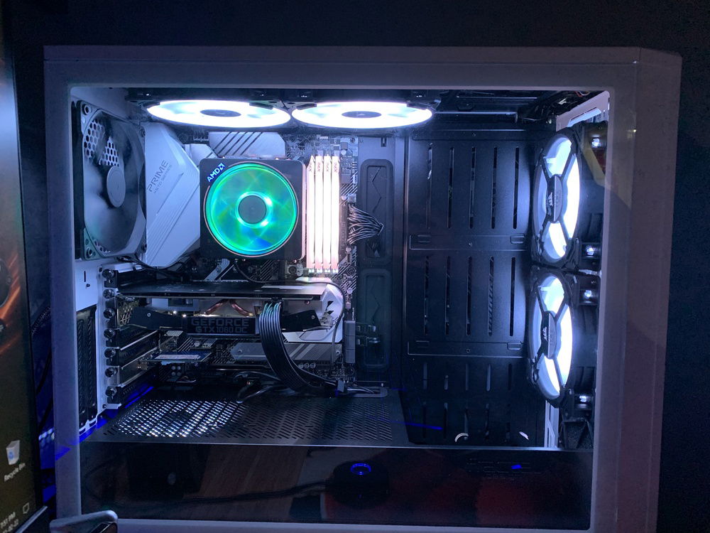 Posted first try! 
Mobo, cpu and fans all in.