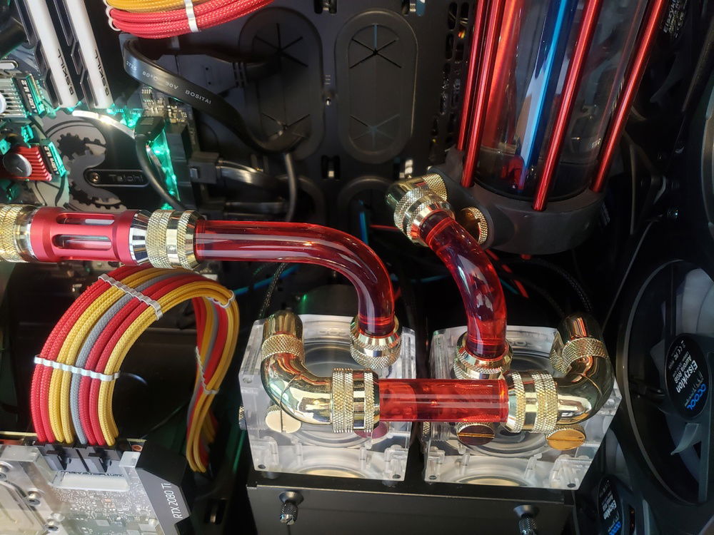 Close up of the piping for the dual pumps