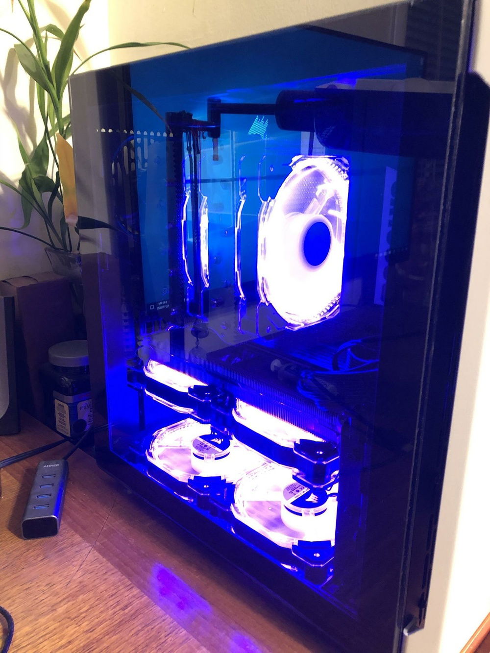 With custom tempered glass side panel on