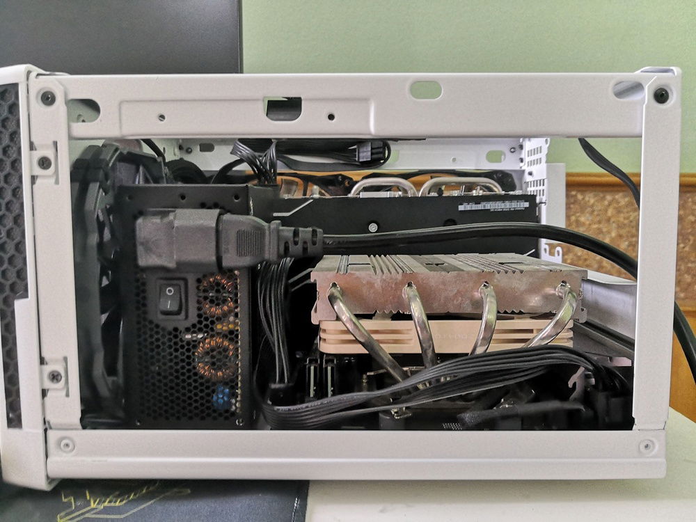 Initial set-up of the front PSU mod viewed from the side.