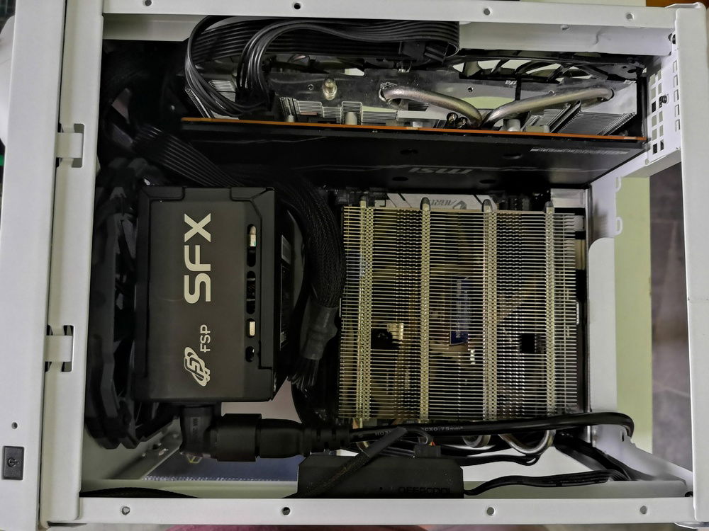 Initial set-up of the front PSU mod viewed from the top.