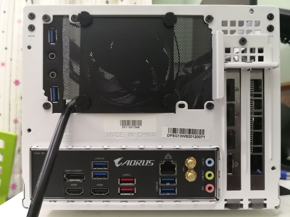 V1 of my front PSU mod set-up with the P8 at the rear, viewed from the rear.