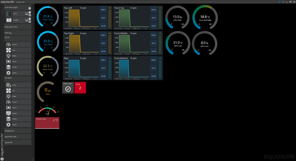 Aquacomputer Aquasuite makes it easy to control fans based on the coolant temperature