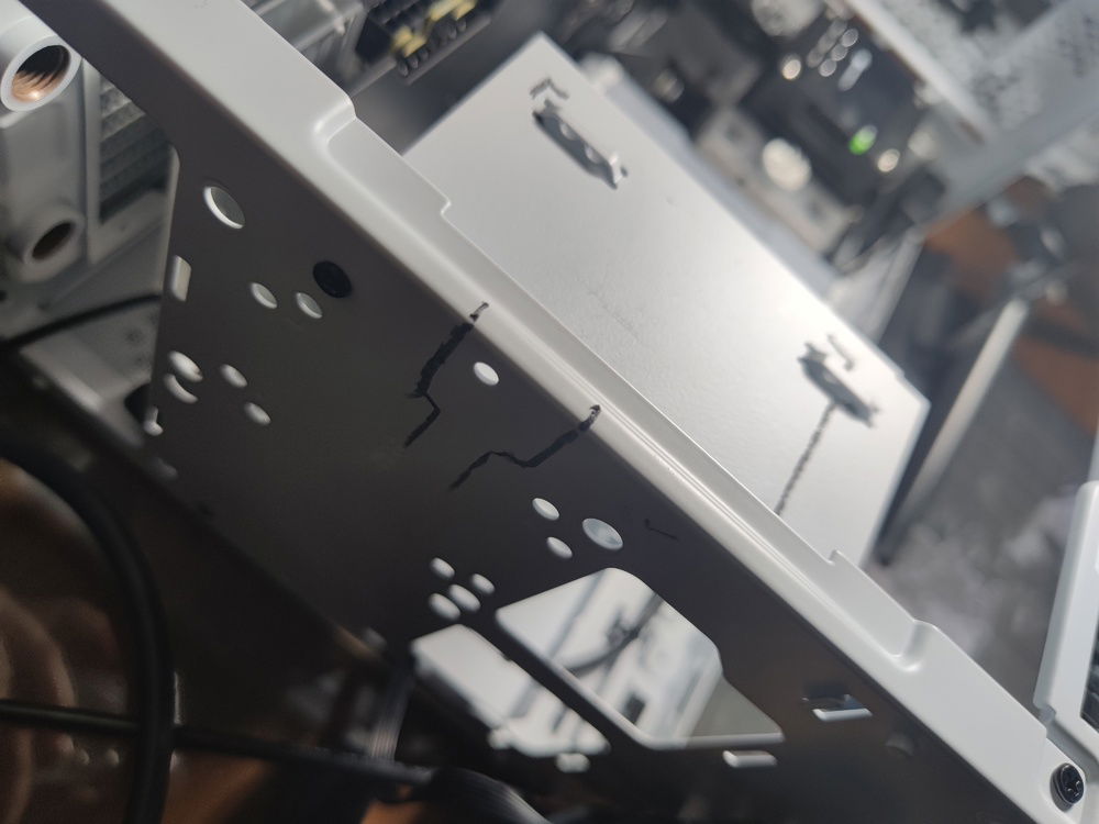 Preliminary measurement for HDMI cable placement.