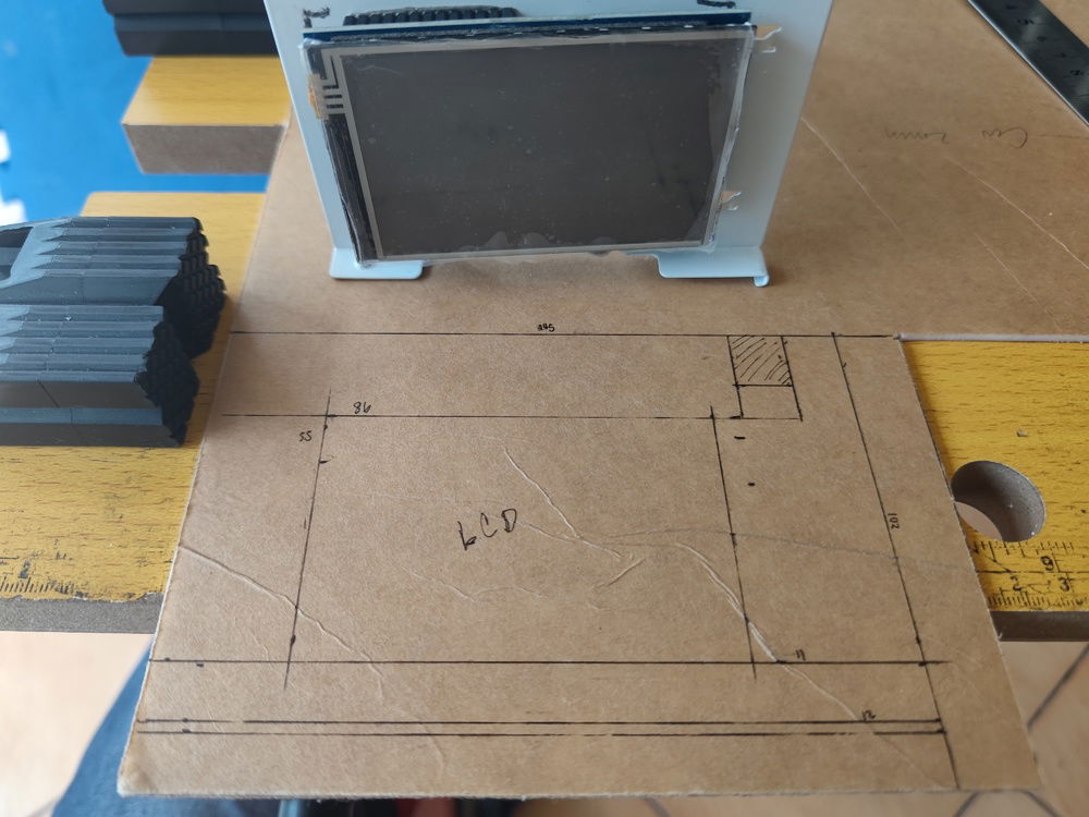 Cutting the LCD frame; the first attempt of four.