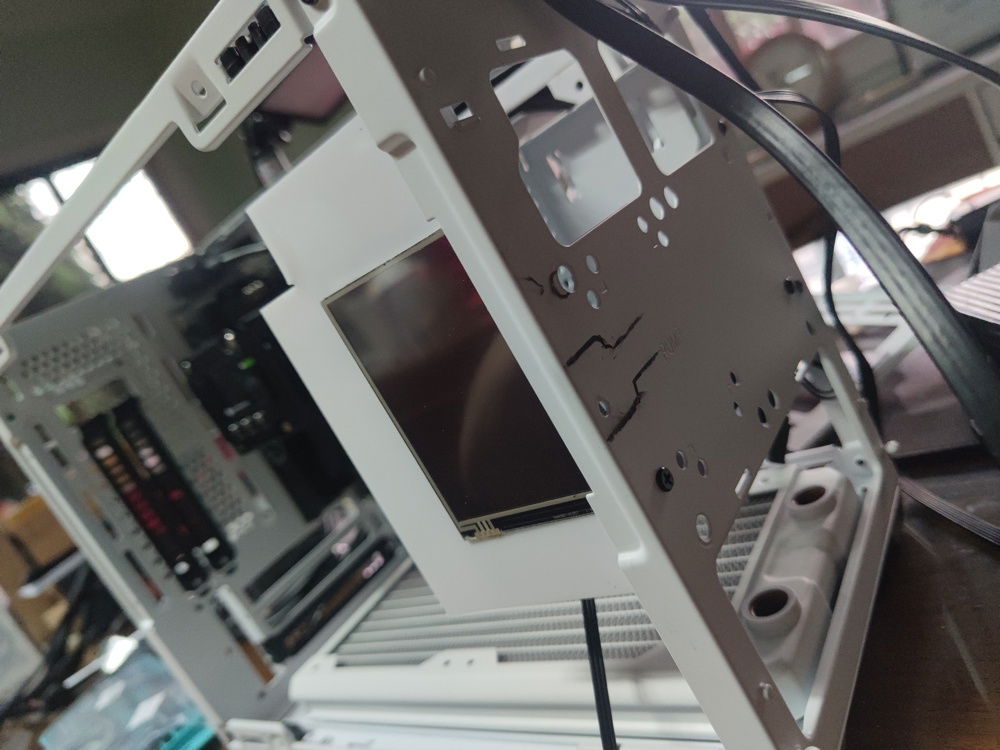 Hiding and routing the HDMI and USB cables through the front of the enclosure.