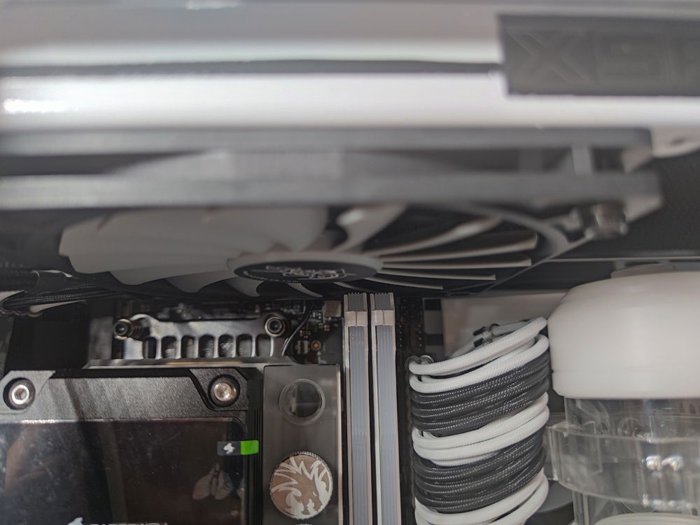 This looks fine.  But in fact, the fans had a little wobble built in so it looked like it had less than a millimeter of clearance while it was spinning.