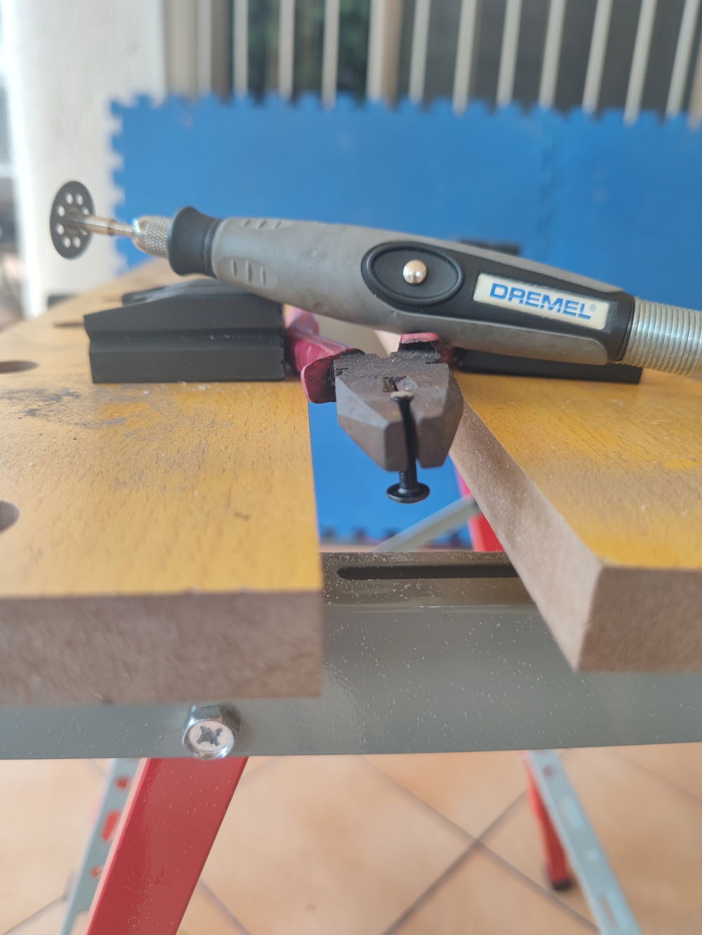 My hacked together screw-cutting setup.