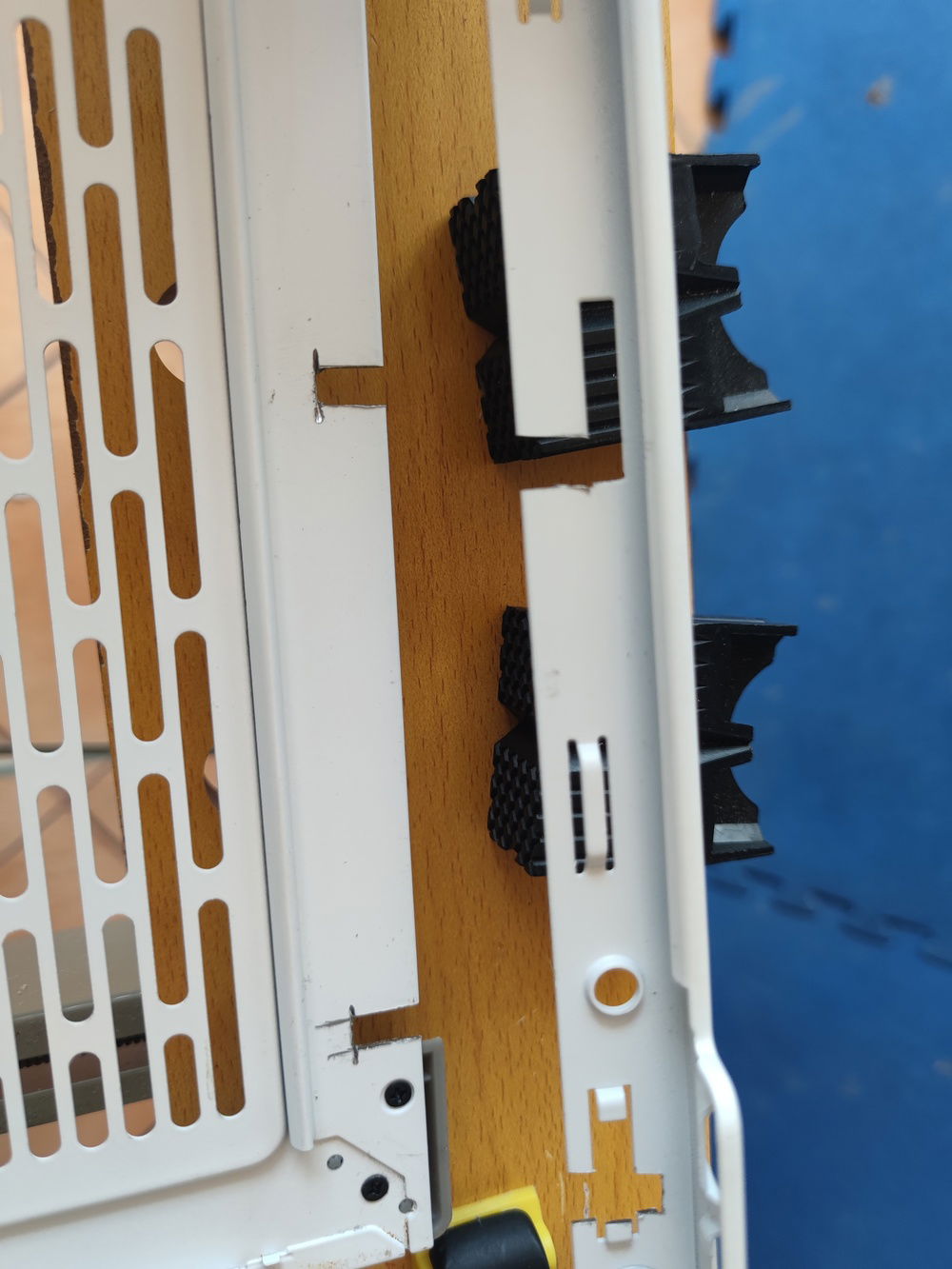 With the channels cut, combining the two would create a small hole just big enough for the cables.