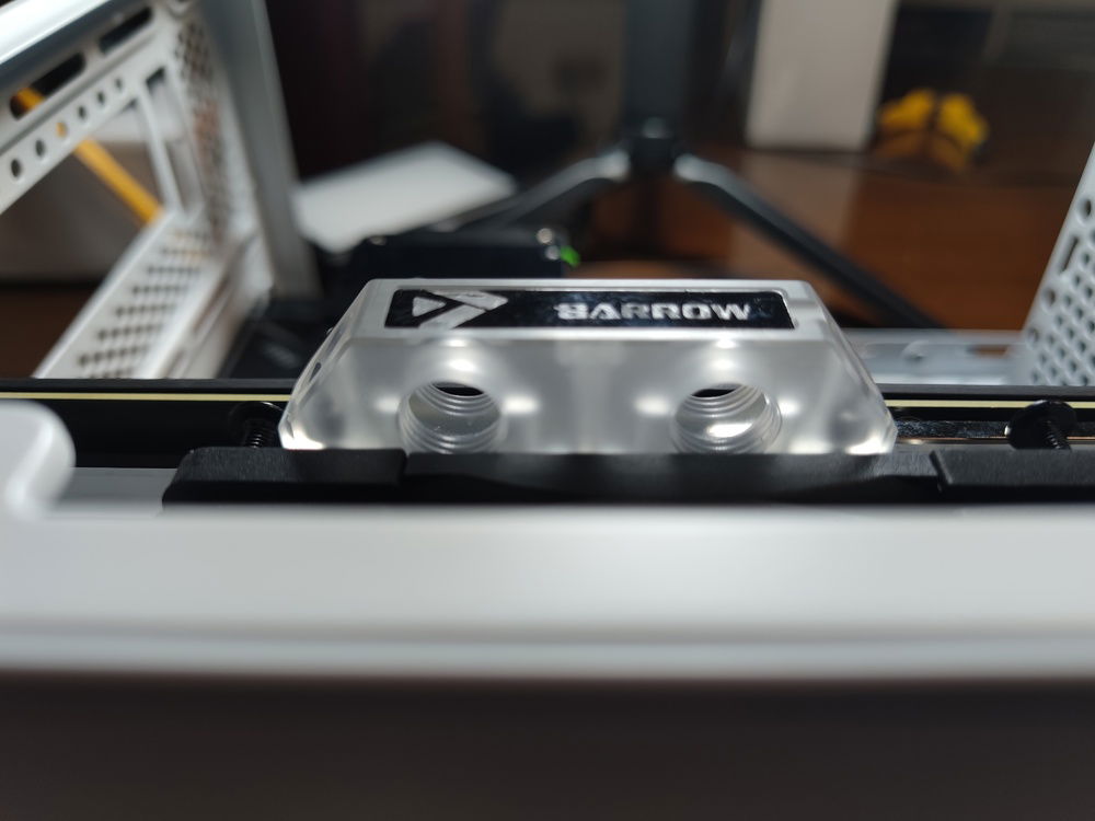 The Barrow GPU block did not extend far enough for me to able to use the bottom outlet/inlets.