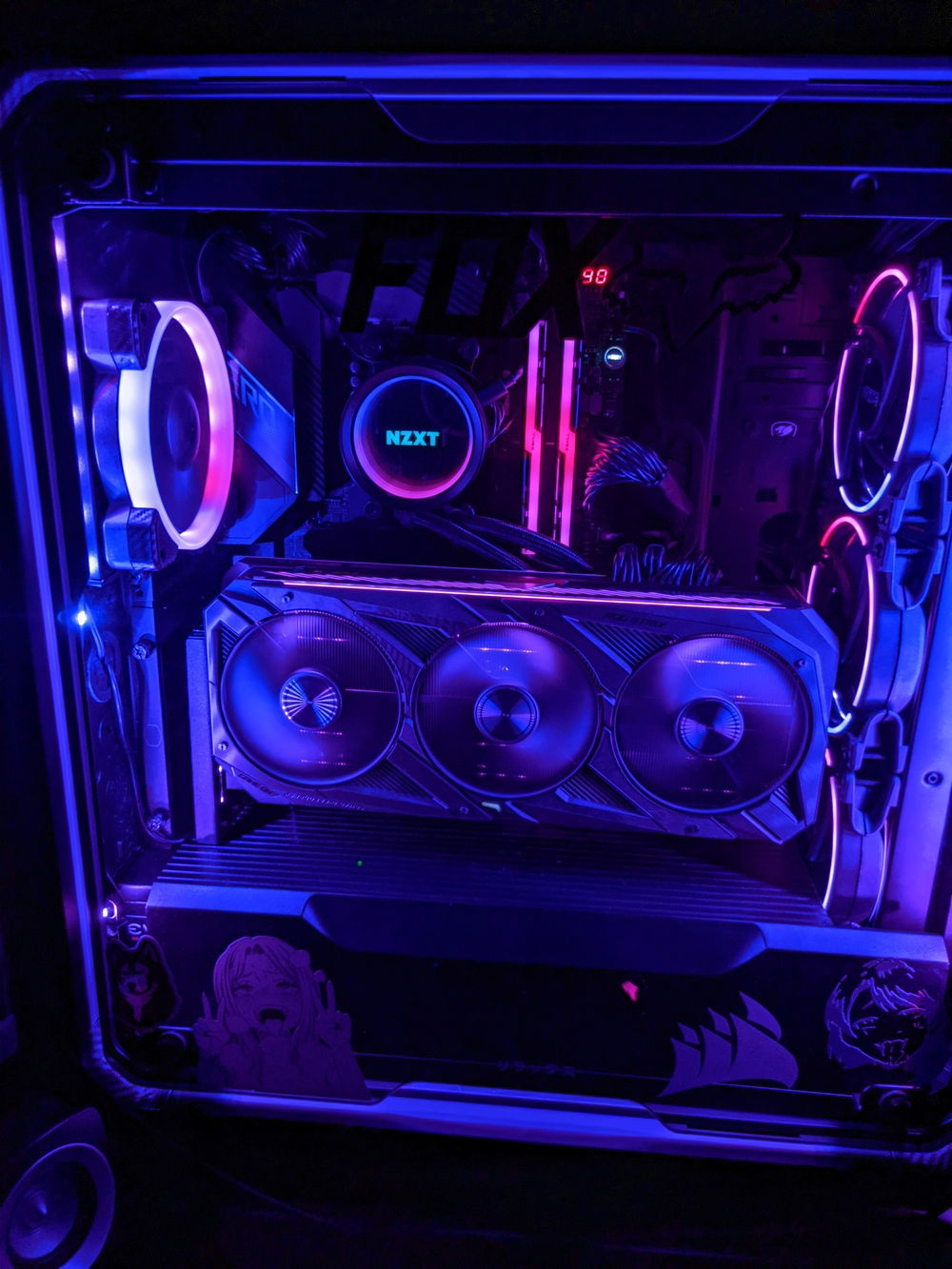 The aio has 6 fans. I took a dremel to the shroud to make my aio fit hoses down and with the extra fans