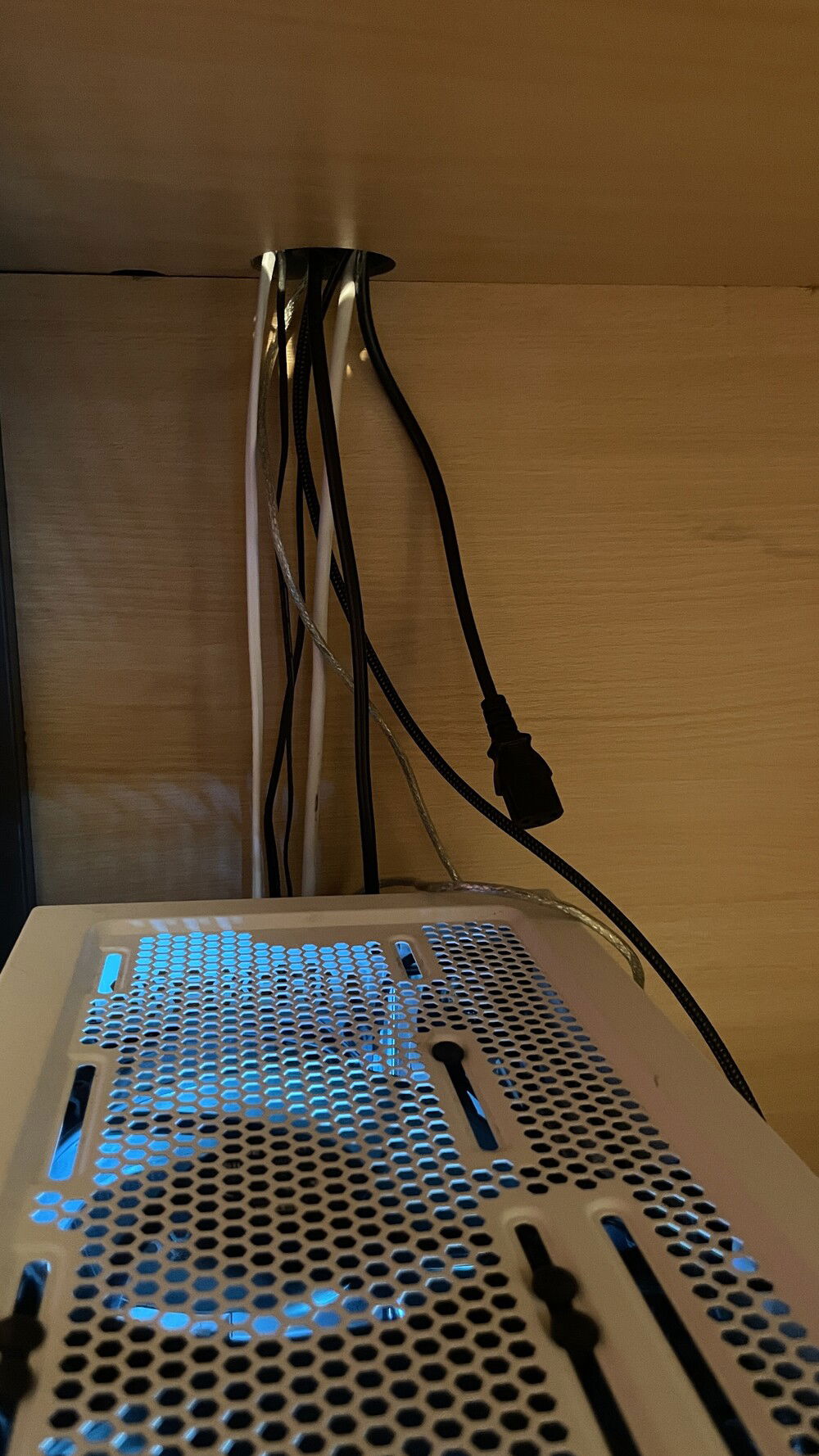 Under desk cables soon to be tidied up