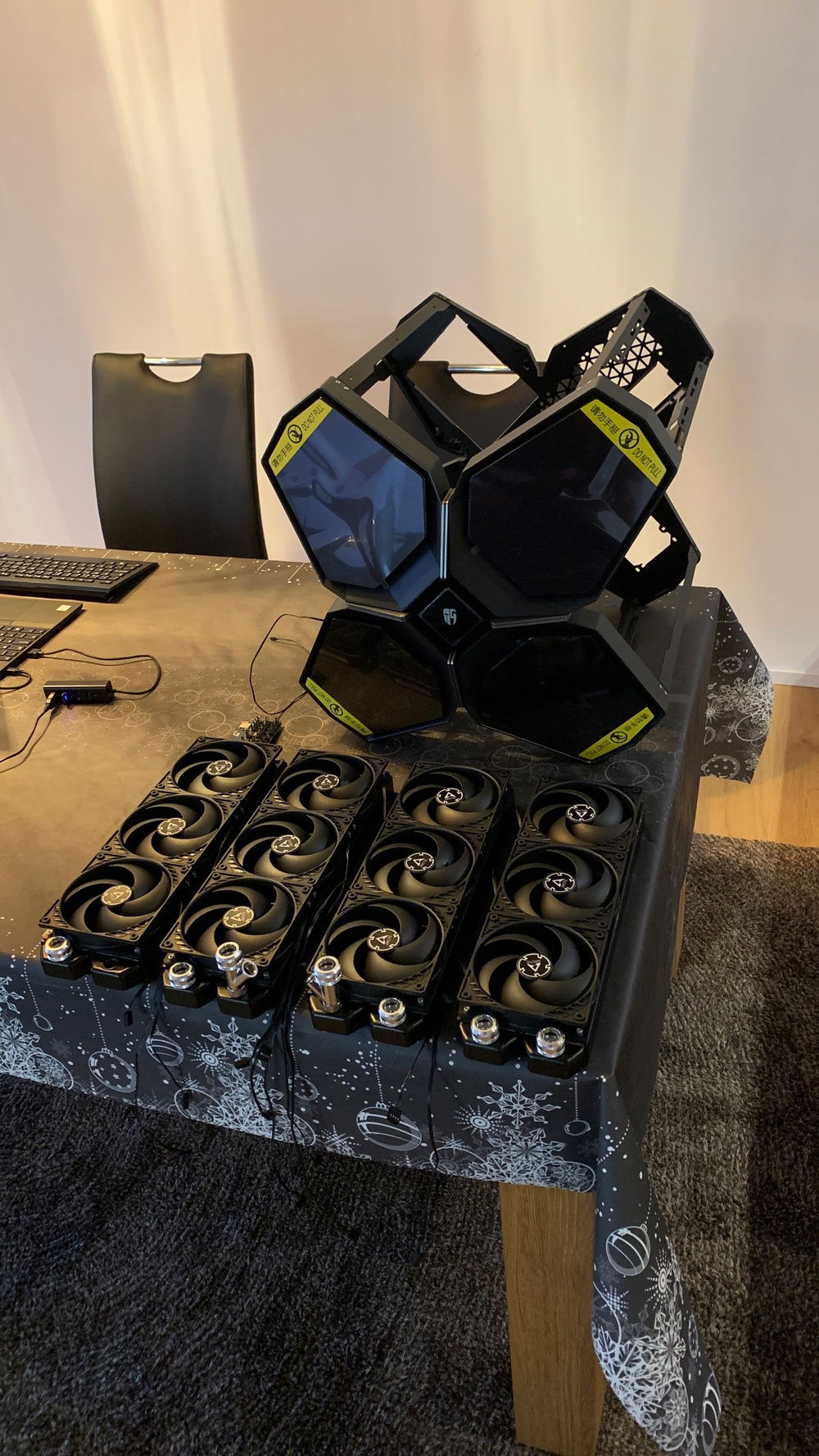 Things in the front have to fit into thing in the back. Lots of cooling power.