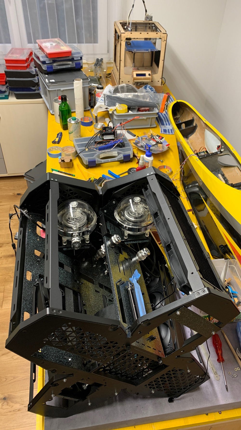 Moved to the hobby room for drilling.