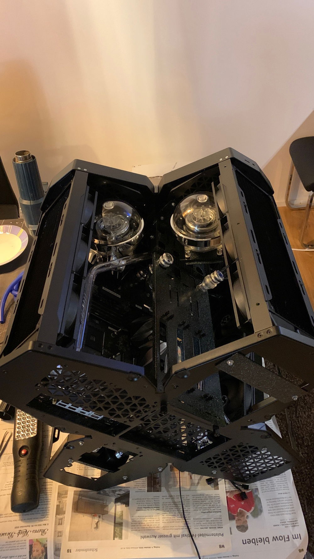 Reservoirs are in place on the new carbon fiber stands