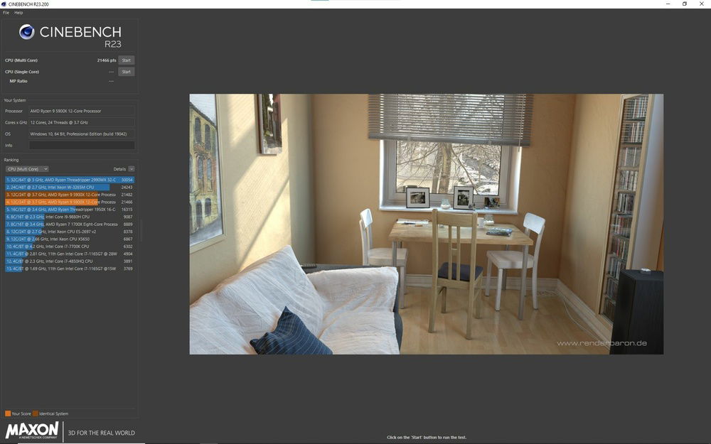 Cinebench R23 standard settings