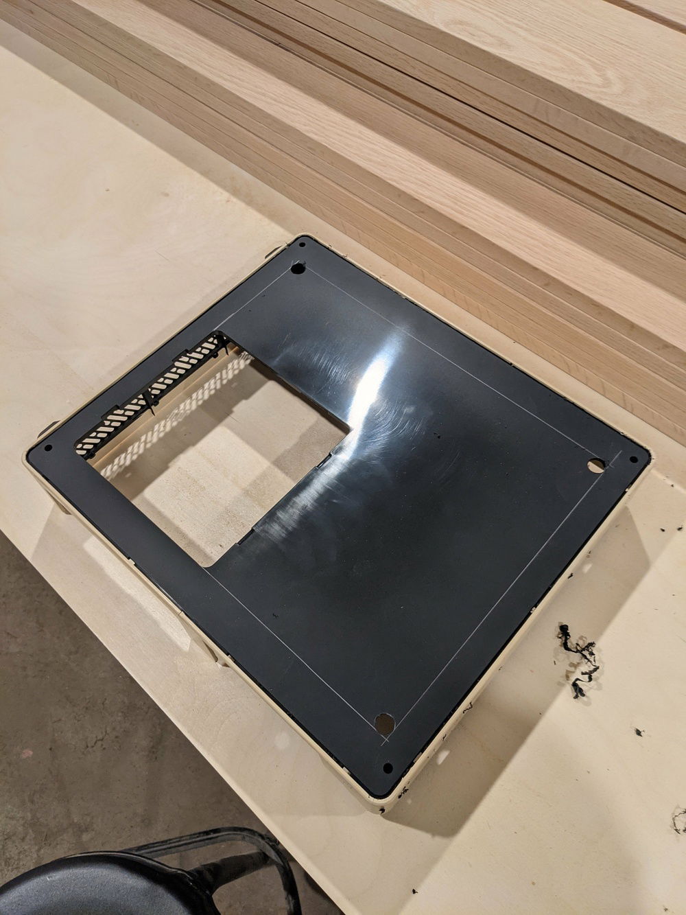 Cutting out the top panel for increased airflow for the speaker fabric going on top.