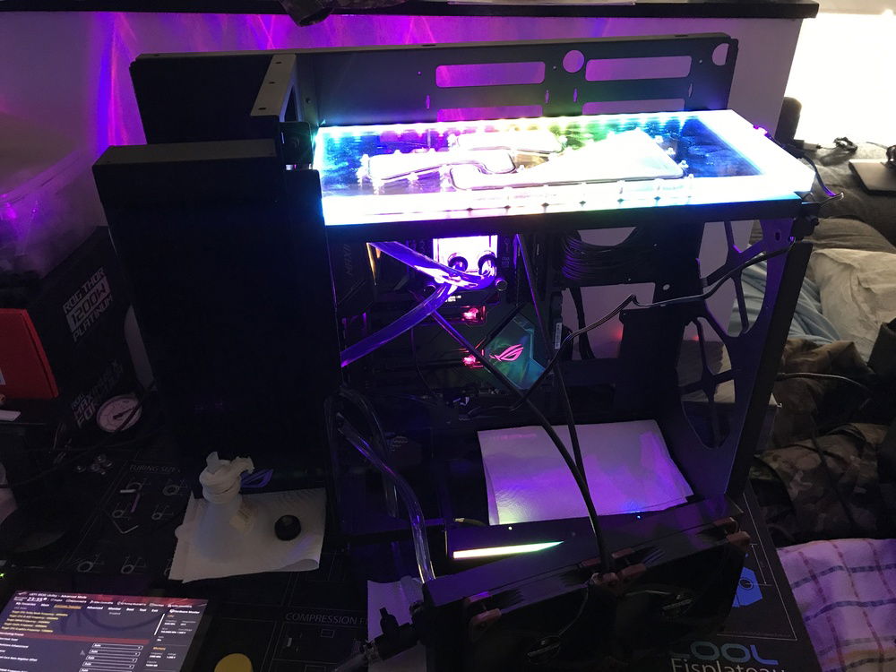 First lighting test of home made water distribution block