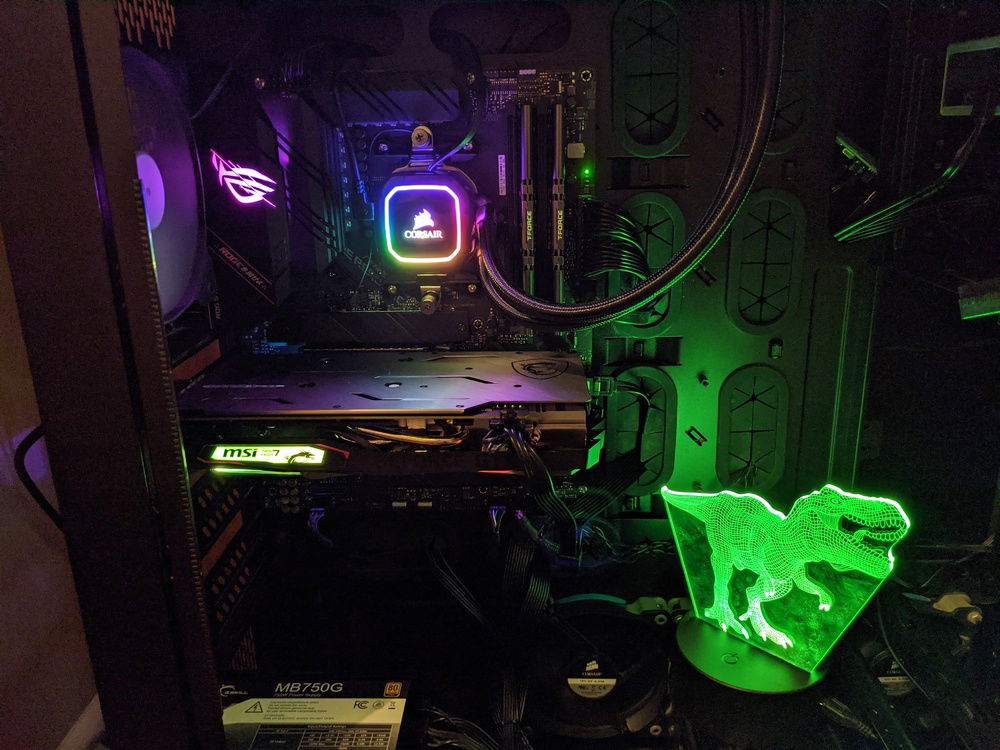 Minimal rgb with t-rex roaming giant case.