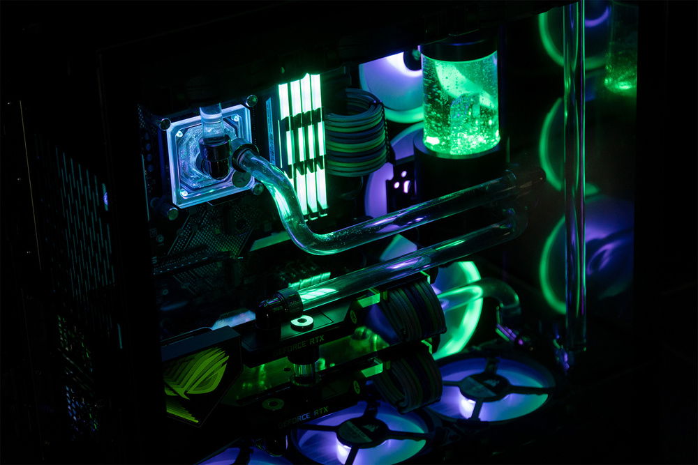 Overkill Green and Purple SLI Custom Loop » builds.gg