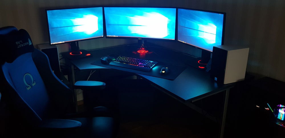 Desk area next to the case