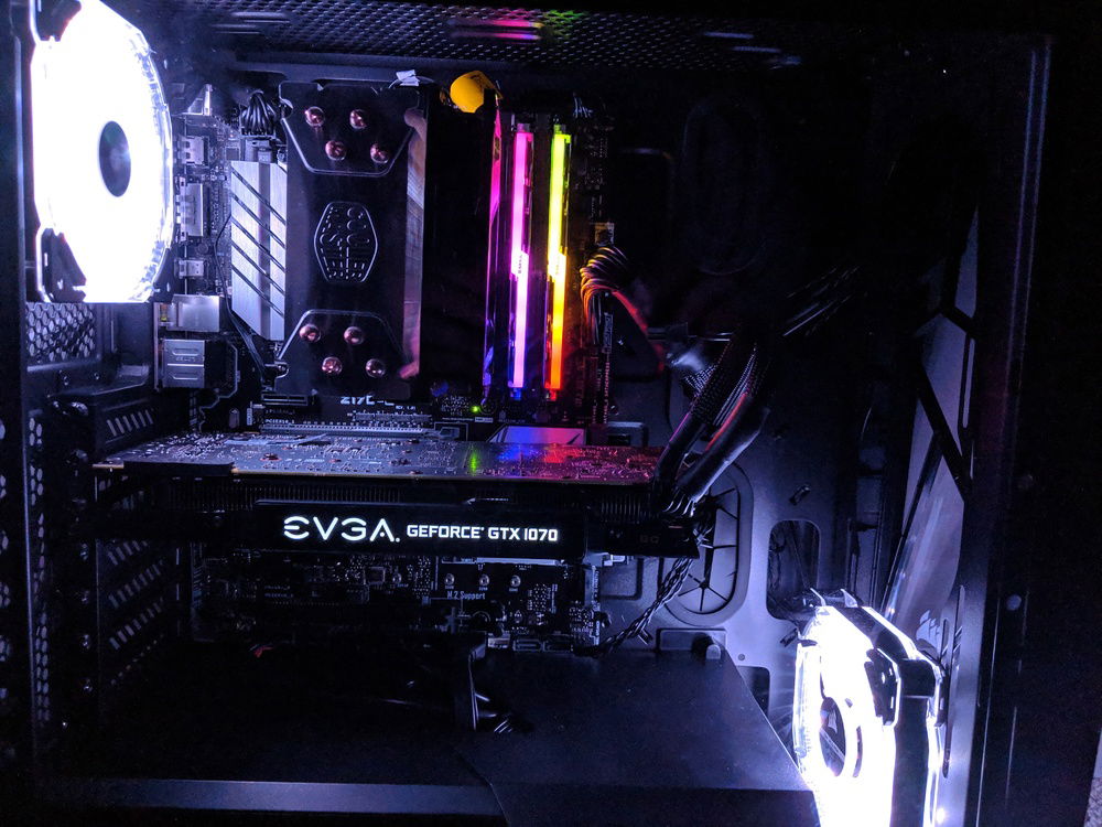 First attempt at keeping wires clean, and when I got this case I was running an i5 6600K with a GTX 1070.