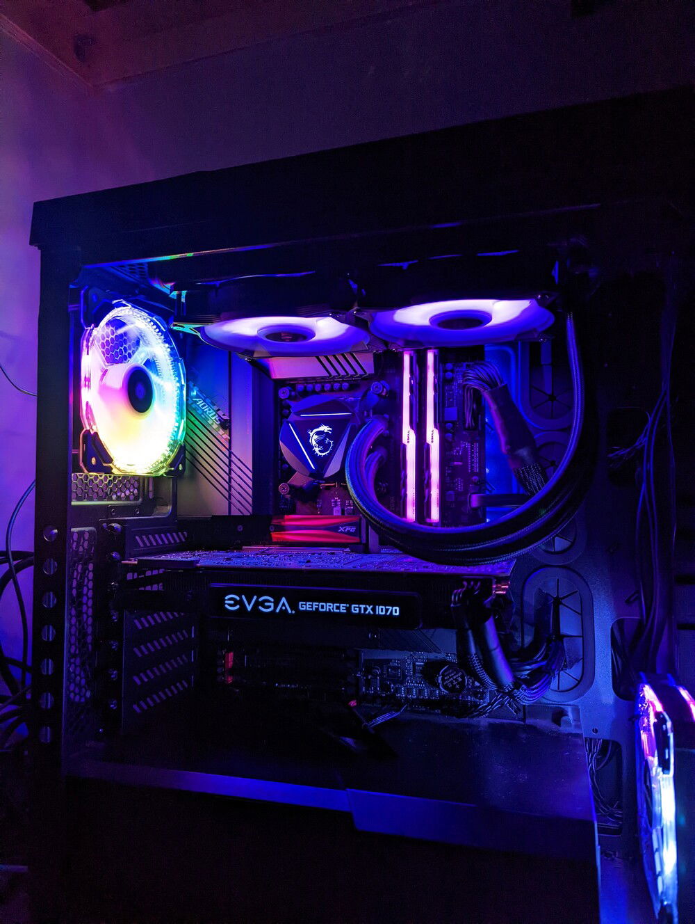 Aorus Elite AX DDR4 LGA1700 board, Core i7 12700K, MSI AiO cooler added.