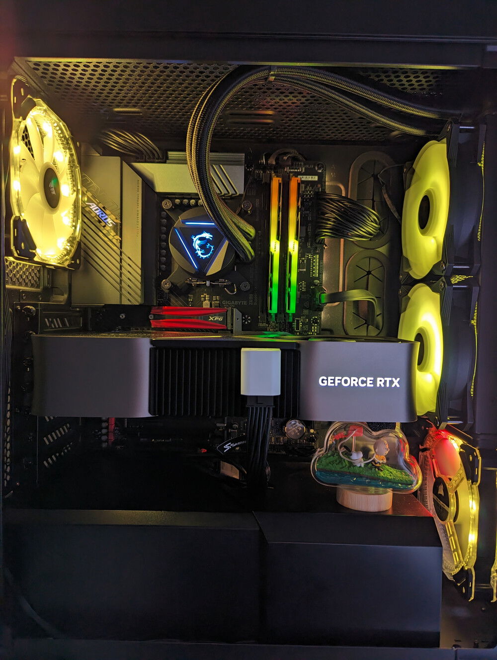 The guts now. I could move the radiator back up top but that's real close to the top of the board.