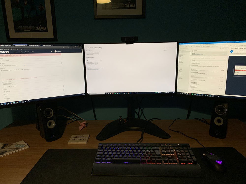 3 x Dell U2414H monitors.