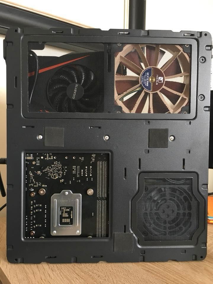 Underside of case with components fitted