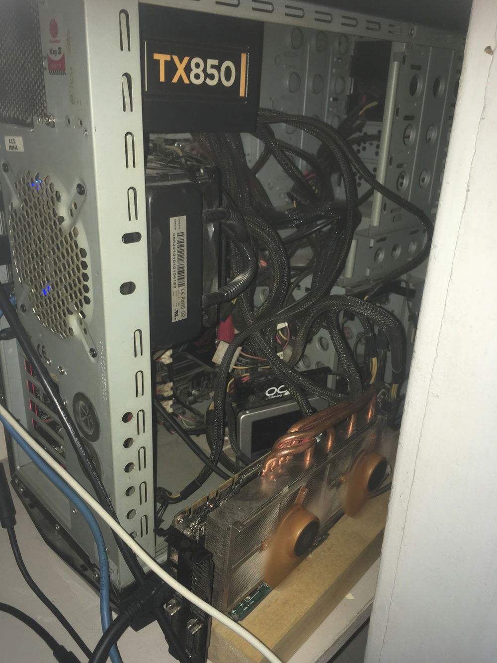 its my pc its pretty crap its not cable managed for plenty of reasons main being everytime i move anything in this i risk breaking it so for the most part it just sits still and doesnt break would love to up this someday but alas thats to expensive but for me ugly as it is i still love it and it still works