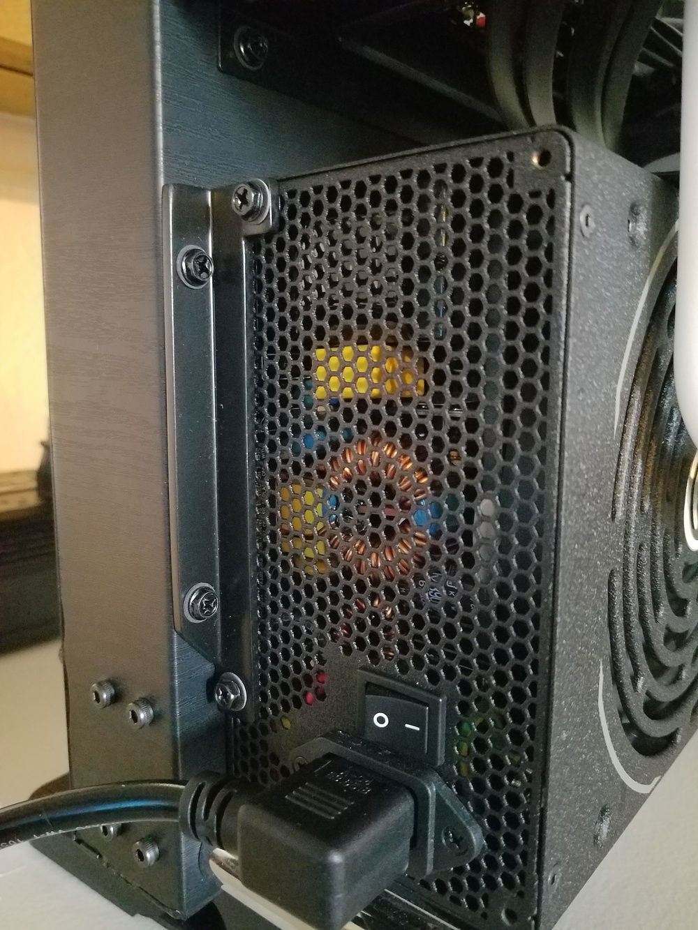 Want to add, that I mounted the PSU closer to the edge.  Makes it easier to get the wires connected once the pump is installed. Also using a Right Angle 16 AWG  power cord from Cable Matters.