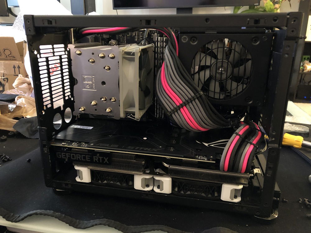 In-progress 5: CPU cooler, PSU, and Cables installed