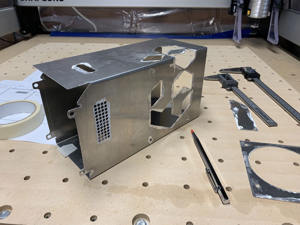 PSU shroud nearly bent into shape. I should have bent the tabs first, but I don’t have the right tools so I don’t know how much it would have helped anyway. I’ll figure out a way... I usually do