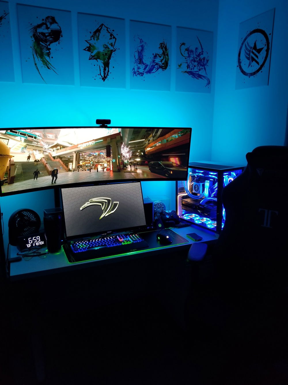 My complete setup. Room Lights Off.