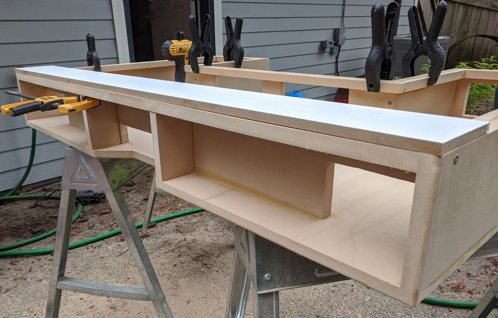 Vertical supports for the monitor plate (just sitting on top right now).  The monitor mount will be between the supports.