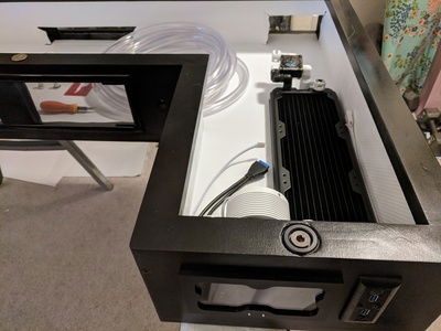 Reservoir with fill port have been installed, as have the reservoirs with their attached drain port assembly.