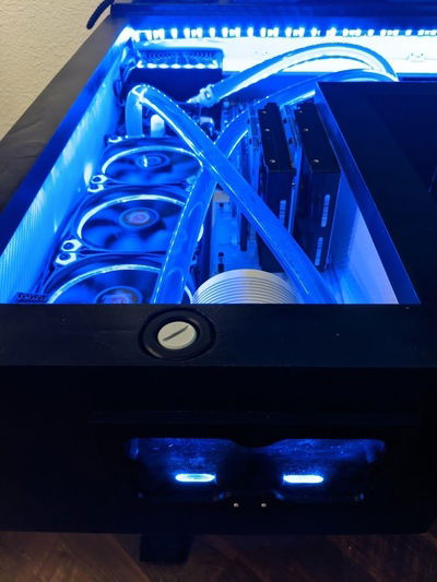 You can see the fill port for the server's reservoir here.  Getting this right required *perfect* measurement since I wanted it flush with the top surface and the parts involved meant a fixed distance to the reservoir below.