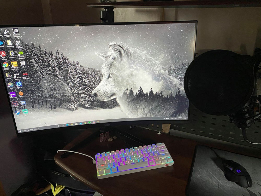 this is my desk set up, i also have two other tiers where my coffee, and Keurig are set up.