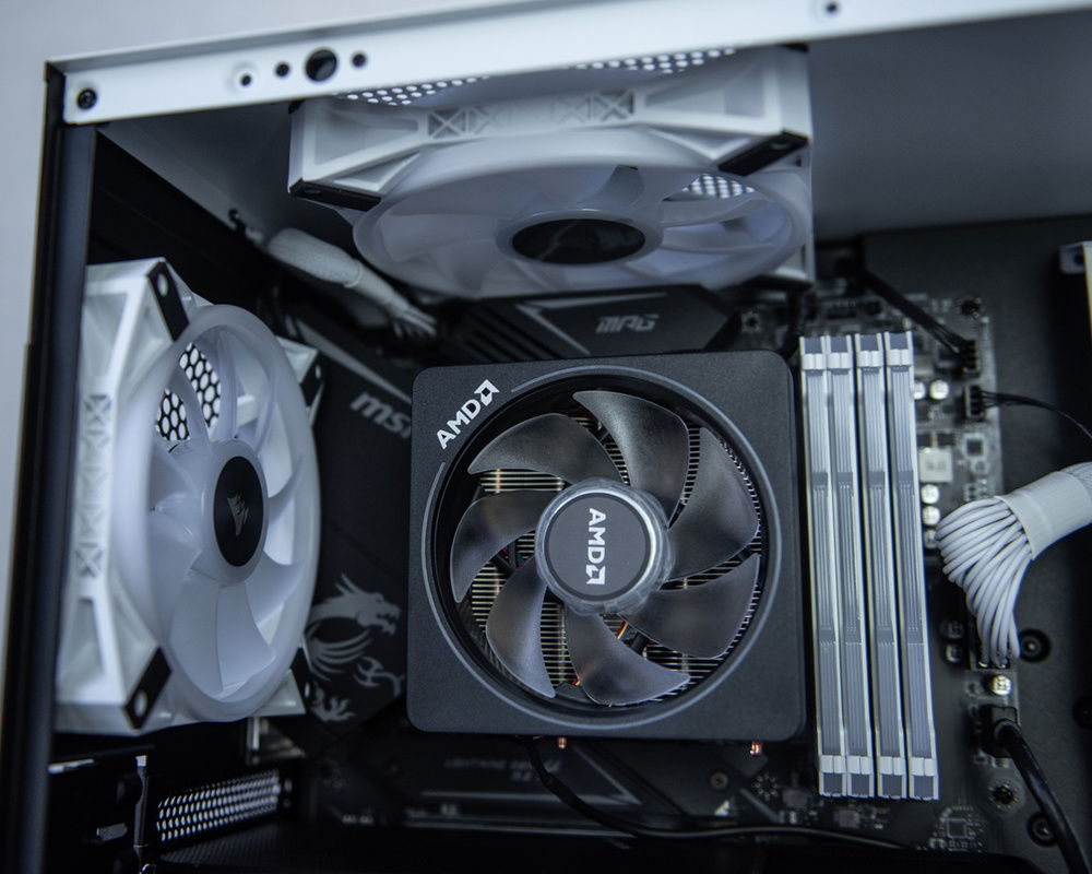 System off. CPU Cooler, fans, RAM.