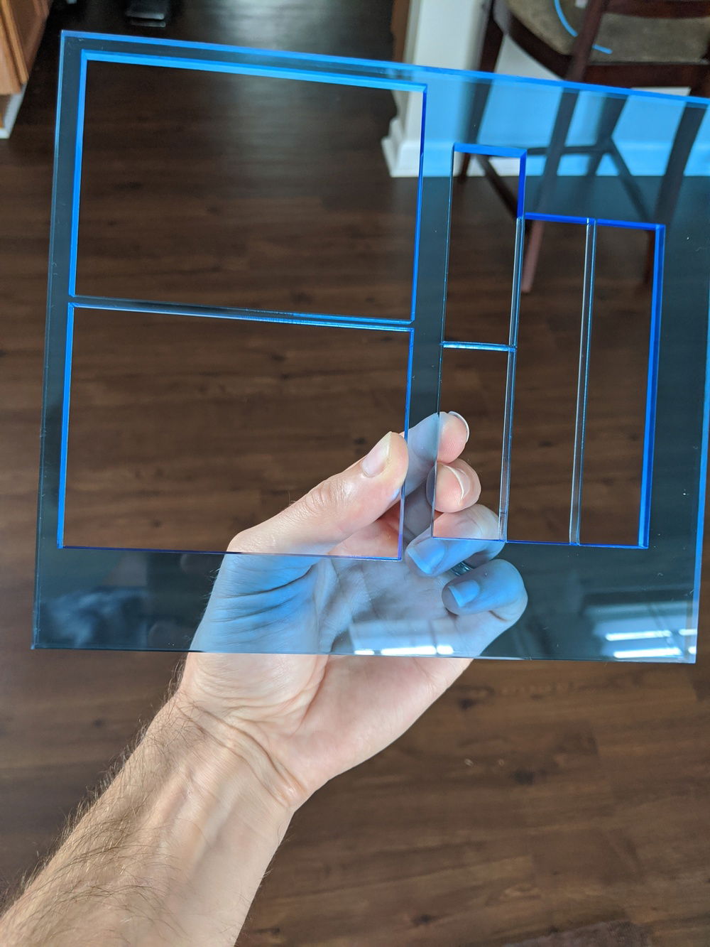 The original acrylic cut to make the 'drive bay' reservoir.