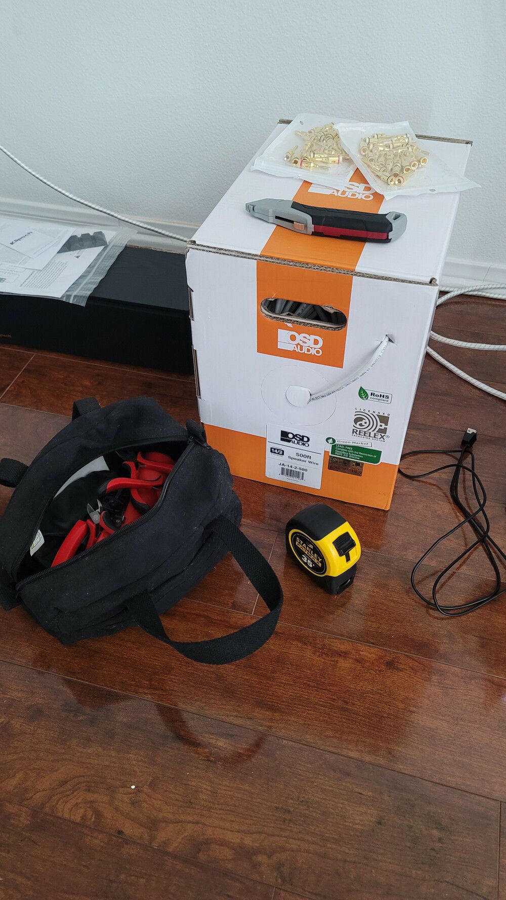 Preparing to run speaker wire.